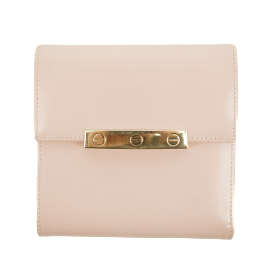 Cartier Pink Leather Compact French Wallet #3020