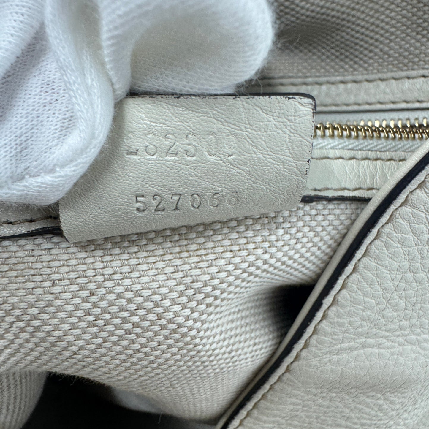 Gucci White Soho Medium Leather Shoulder Bag