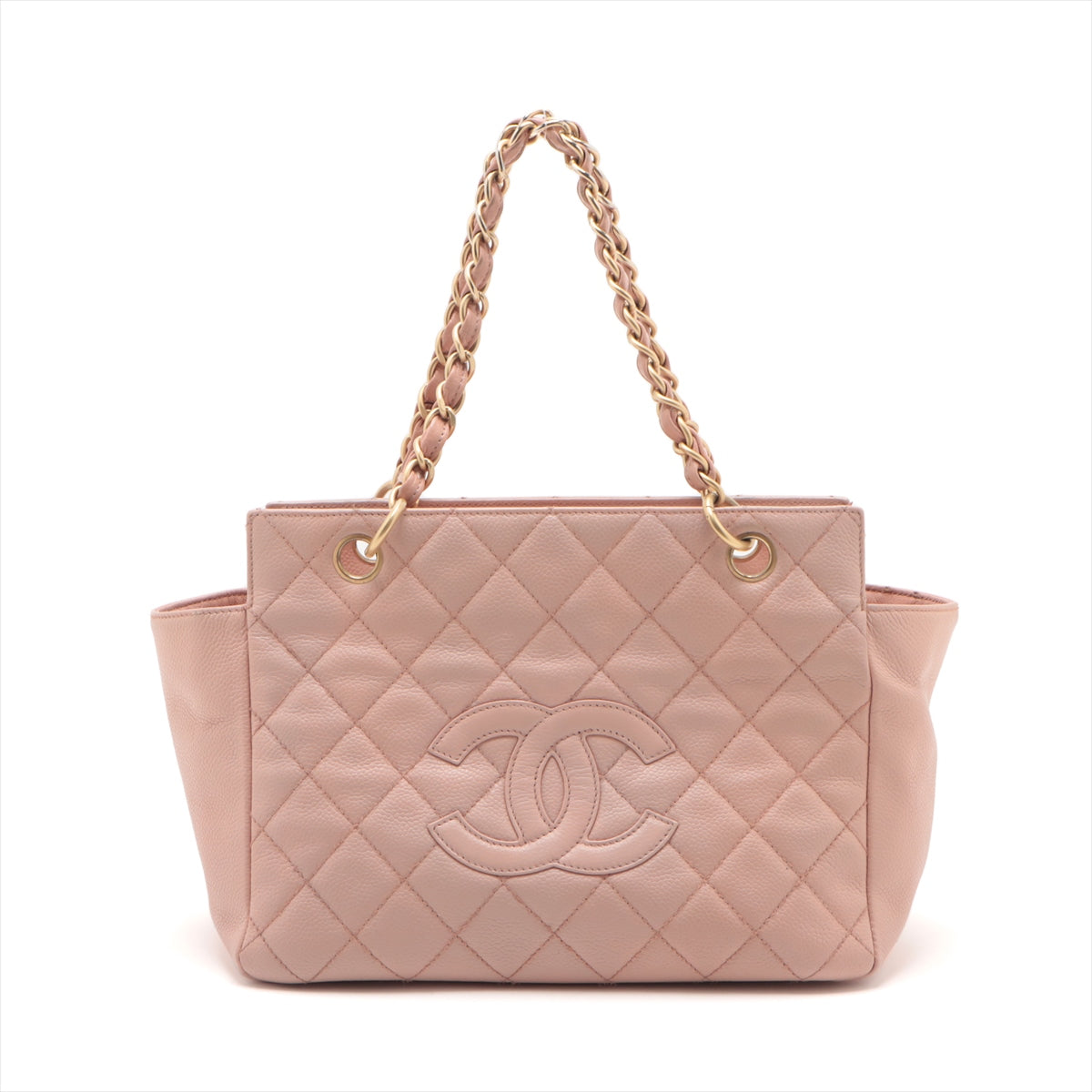 Chanel Matelasse Caviar Skin Handbag Pink Gold Metal Fittings Tote Bag