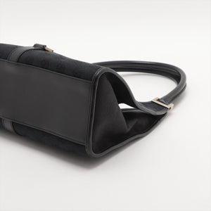 Gucci GG Canvas Jackie Canvas &amp; Leather Shoulder bag Black x Navy 002 1067 #1986