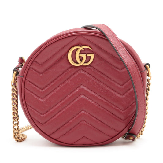 Gucci GG Marmont Round Mini Red Leather Shoulder Bag #1924