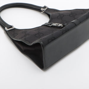 Gucci Jumbo GG Jackie Canvas & Leather Black Hand Bag #1938