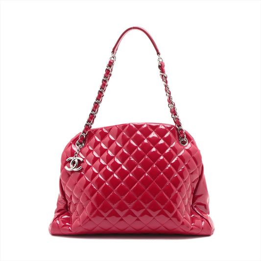 Chanel Matelasse Patent Leather Chain Tote Bag Red Silver Metal Fittings 15XXXXXX #1925