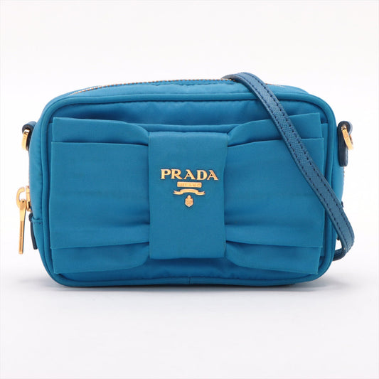 Prada Blue Nylon Tessuto Mini Bow Crossbody Bag #1934