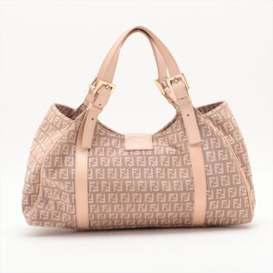 Fendi Zucchino Canvas &amp; Leather Shoulder bag Pink  #2156