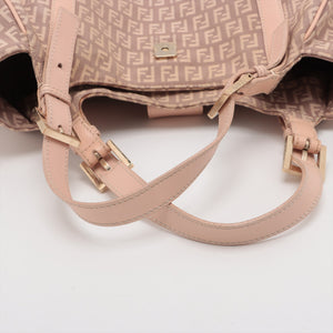 Fendi Zucchino Canvas &amp; Leather Shoulder bag Pink  #2156