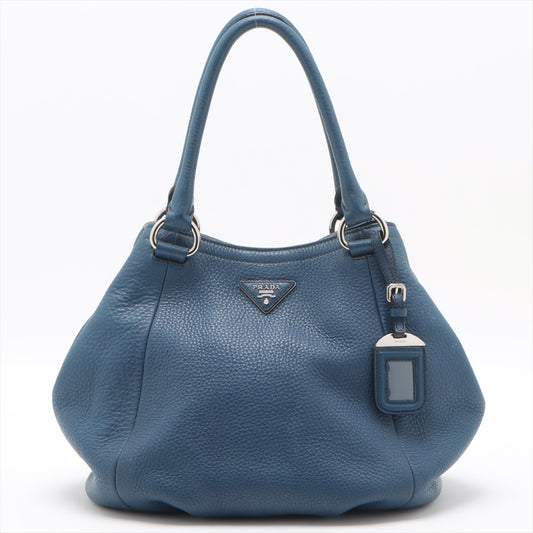 Prada Vitello Daino Leather Bowling Bag Blue #2164