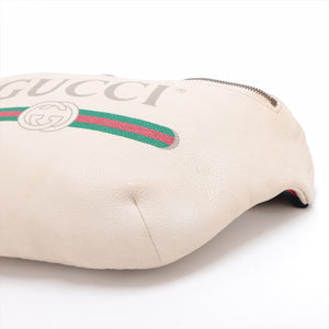 Gucci Logo Print Leather Sling Belt Bag Ivory 493869 #2350