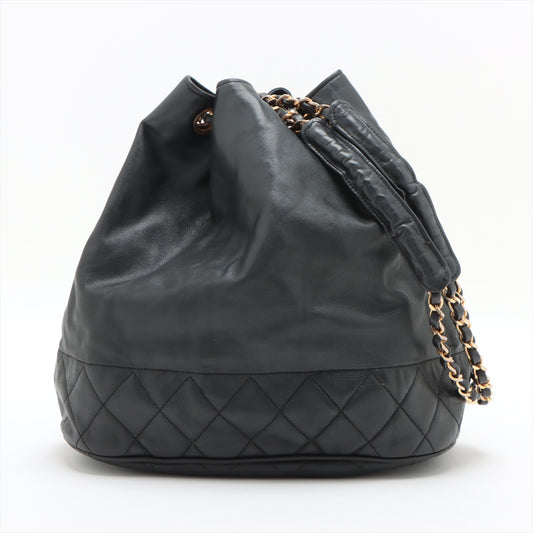 Chanel Matelasse Lambskin Quilted Drawstring Bucket Bag Gold Metal Fittings #2444