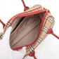 Burberry Nova Check Canvas & Leather 2 Way Handbag Beige x red #2493