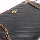 Gucci GG Marmont Medium Azalea Slim Leather Chain Shoulder Bag Black x Red #2510