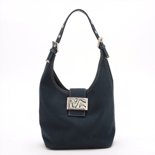 Fendi Canvas Mamma Baguette Shoulder bag Navy Blue 26686 #2611