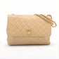 Chanel Matelasse Lambskin Single Flap Double Chain Bag Beige Gold Hardware 2 Series-#2892