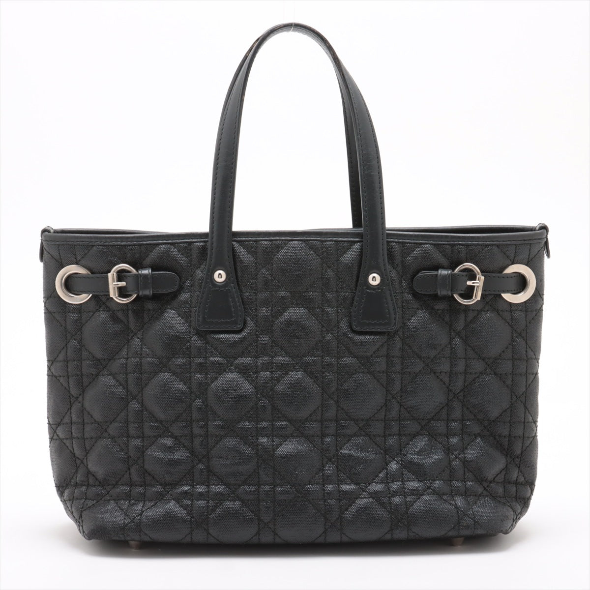 Christian Dior Cannage Panarea Coated Canvas Tote Bag Black #2898