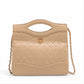 Chanel Matelasse Lambskin 2 Way Shoulder Bag Beige Gold Metal Fittings #3750