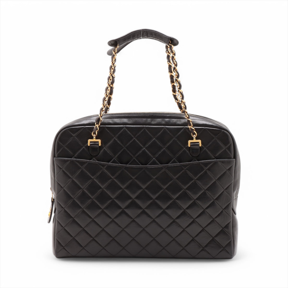 Chanel Matelasse Lambskin Chain handbag Black Gold Metal Fittings 3 Series #3756